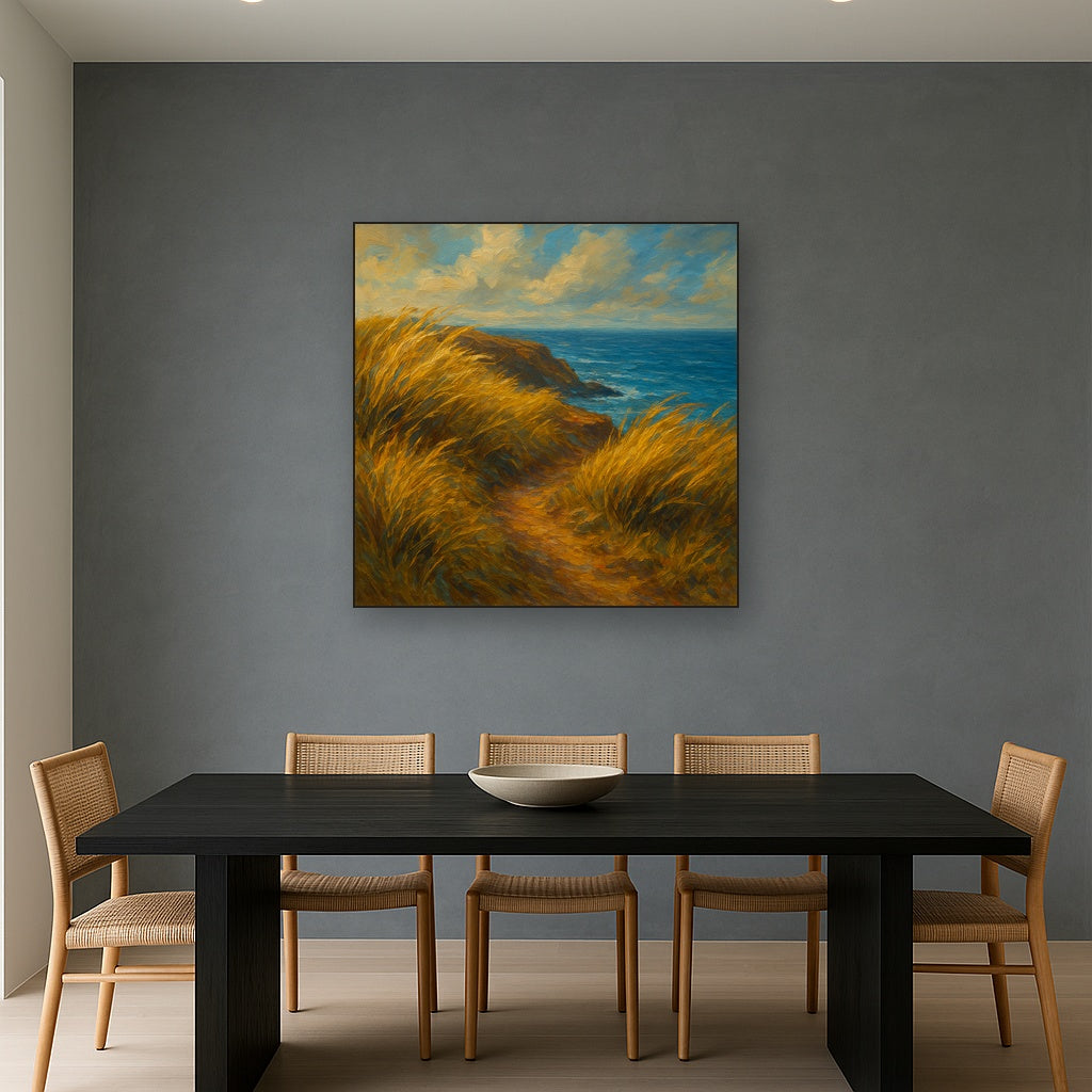 Wild Coastal Grasses on Windswept Bluff No. 8 Fine Art Oil Painting - View 4