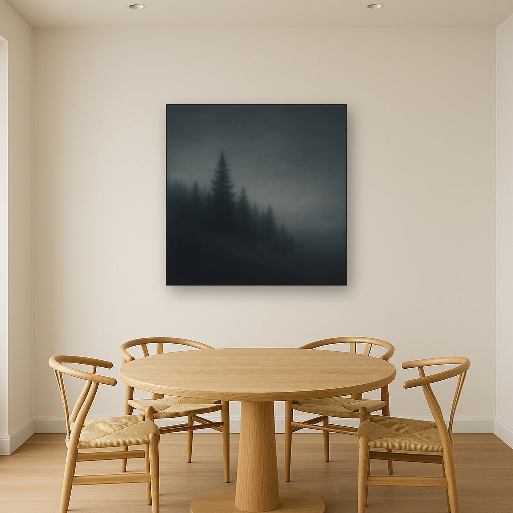 Dusk over Silent Pine Ridgeline in Charcoal Fog No. 10 Oil Painting - View 4