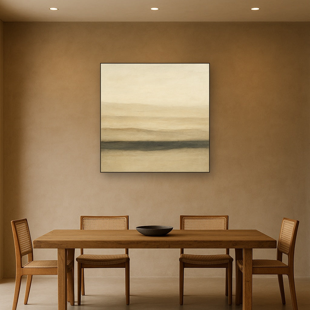 Raw Limestone Horizon & Washed Linen No. 9 Oil Painting - View 4