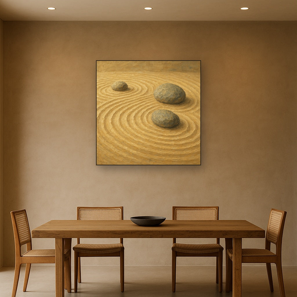 Raked Sand Zen Garden Oil Painting - View 4