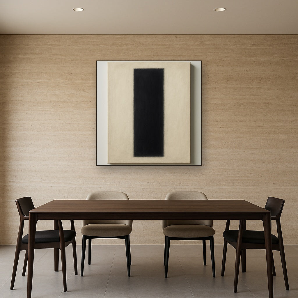 Deep Charcoal & Bone Monolith No. 1 - Modern Fine Art Oil Painting - View 4