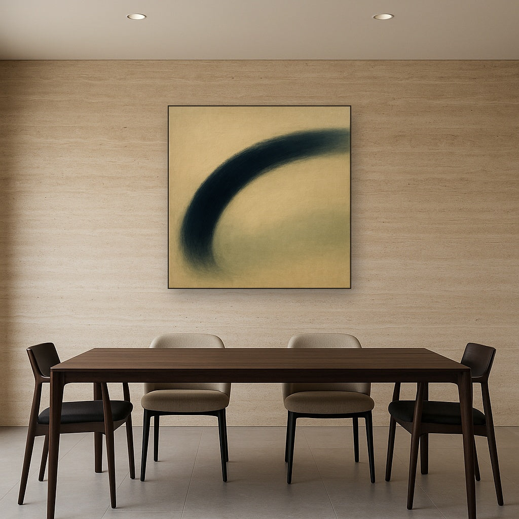 Navy Indigo & Warm Sand Sweep No. 2 - Modern Fine Art Oil Painting - View 4