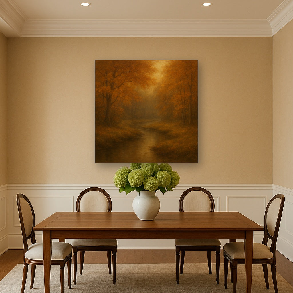 Secluded Woodland Brook in Autumn Glow No. 6 Oil Painting - View 4
