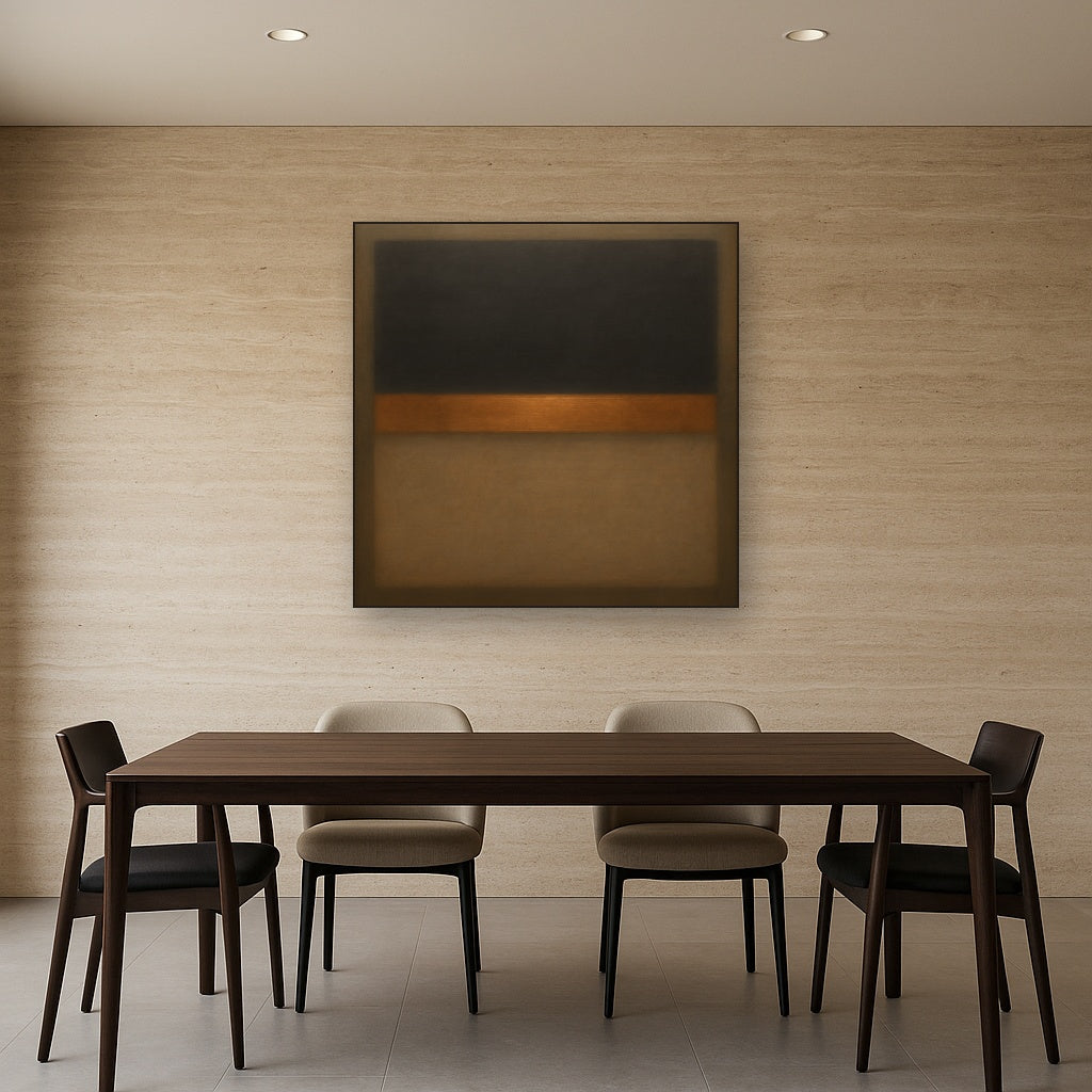 Charcoal Slate & Burnished Copper Horizon No. 5 Oil Painting - View 4