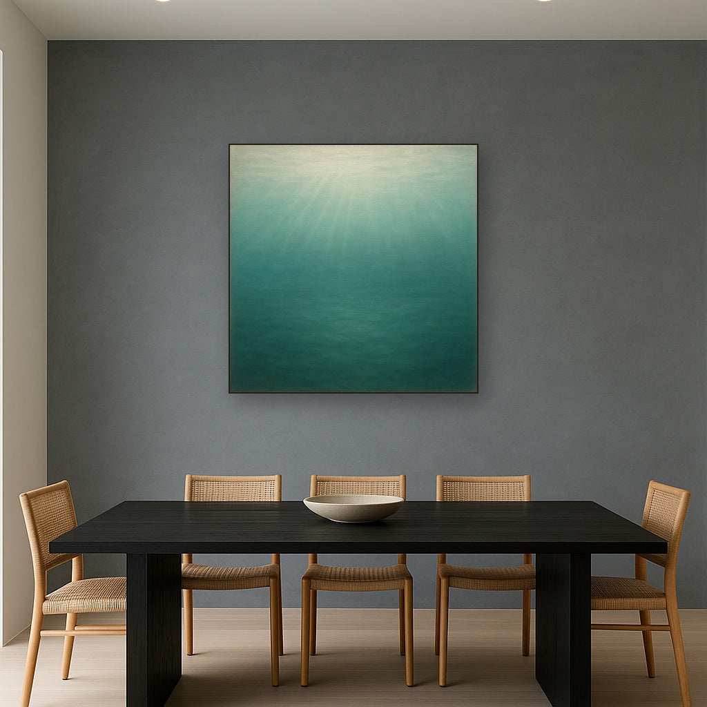 Minimalist Aquamarine Reef Void No. 10 - Modern Fine Art Oil Painting - View 4