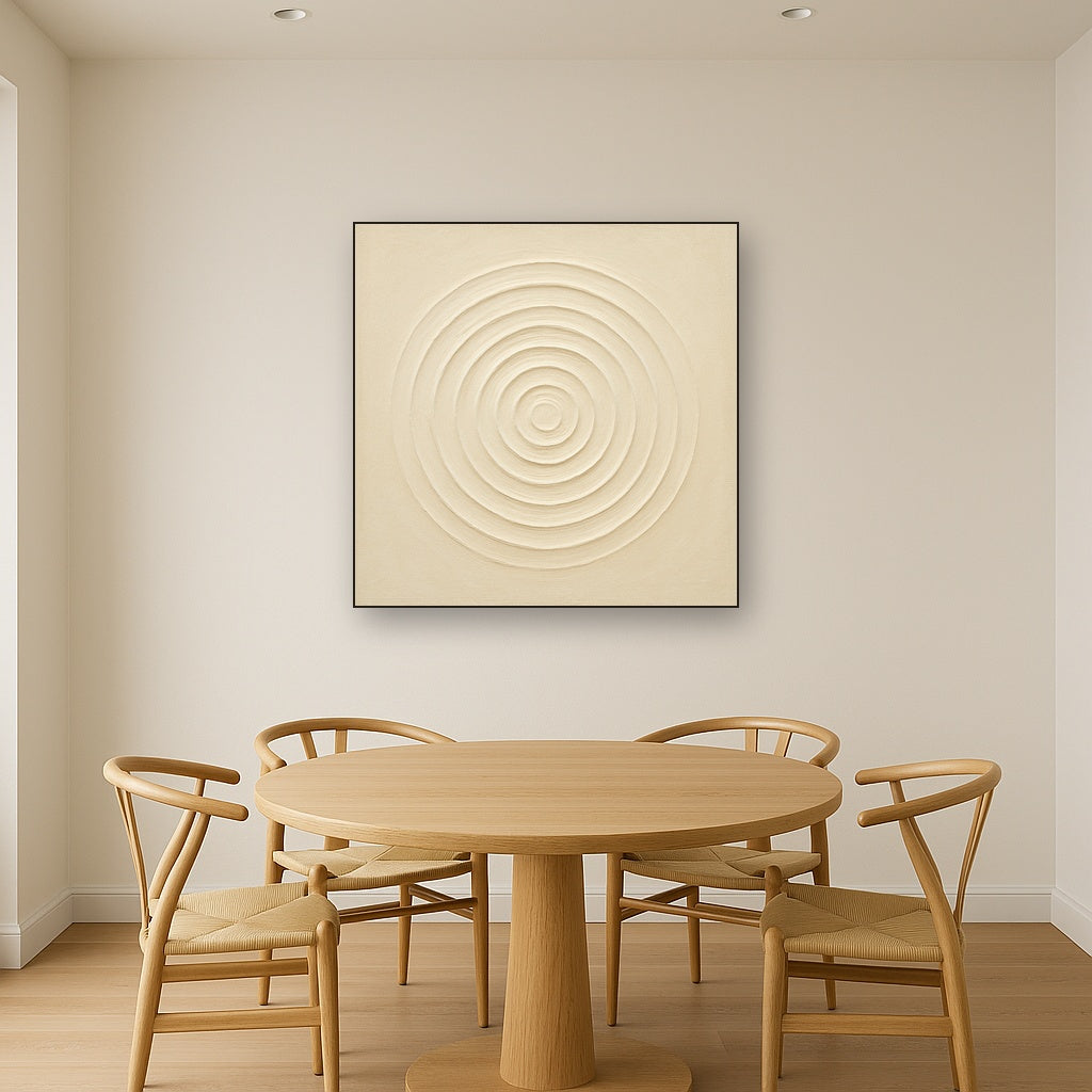 Concentric Zen Circles in Ivory No. 8 - Modern Fine Art Oil Painting - View 4