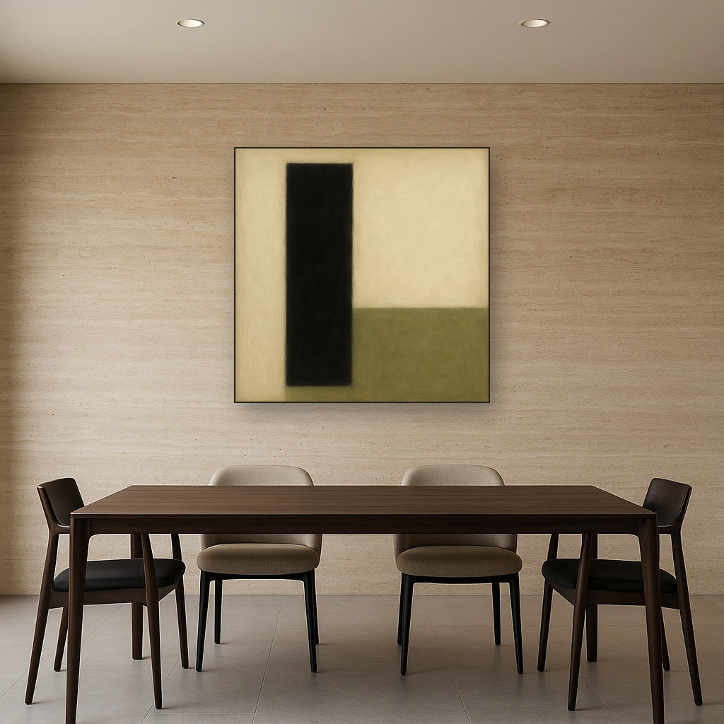Deep Charcoal & Bone Monolith No. 1 - Modern Fine Art Oil Painting - View 4