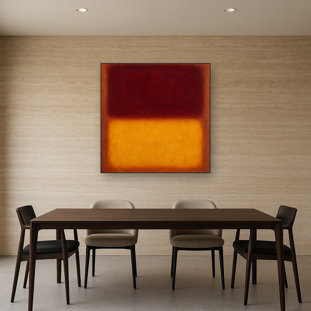 Crimson Burgundy & Saffron Gold Color Vibrations No. 4 Oil Painting - View 4