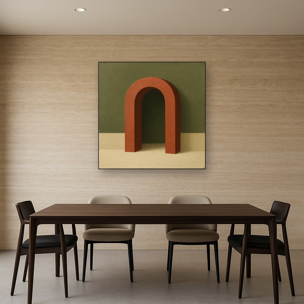 Terracotta Clay & Cream Arch No. 4 - Modern Fine Art Oil Painting - View 4