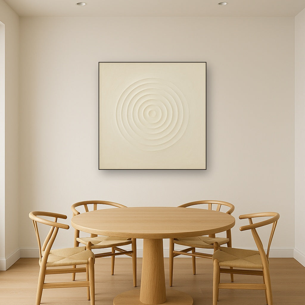 Concentric Zen Circles in Ivory No. 8 - Modern Fine Art Oil Painting - View 4