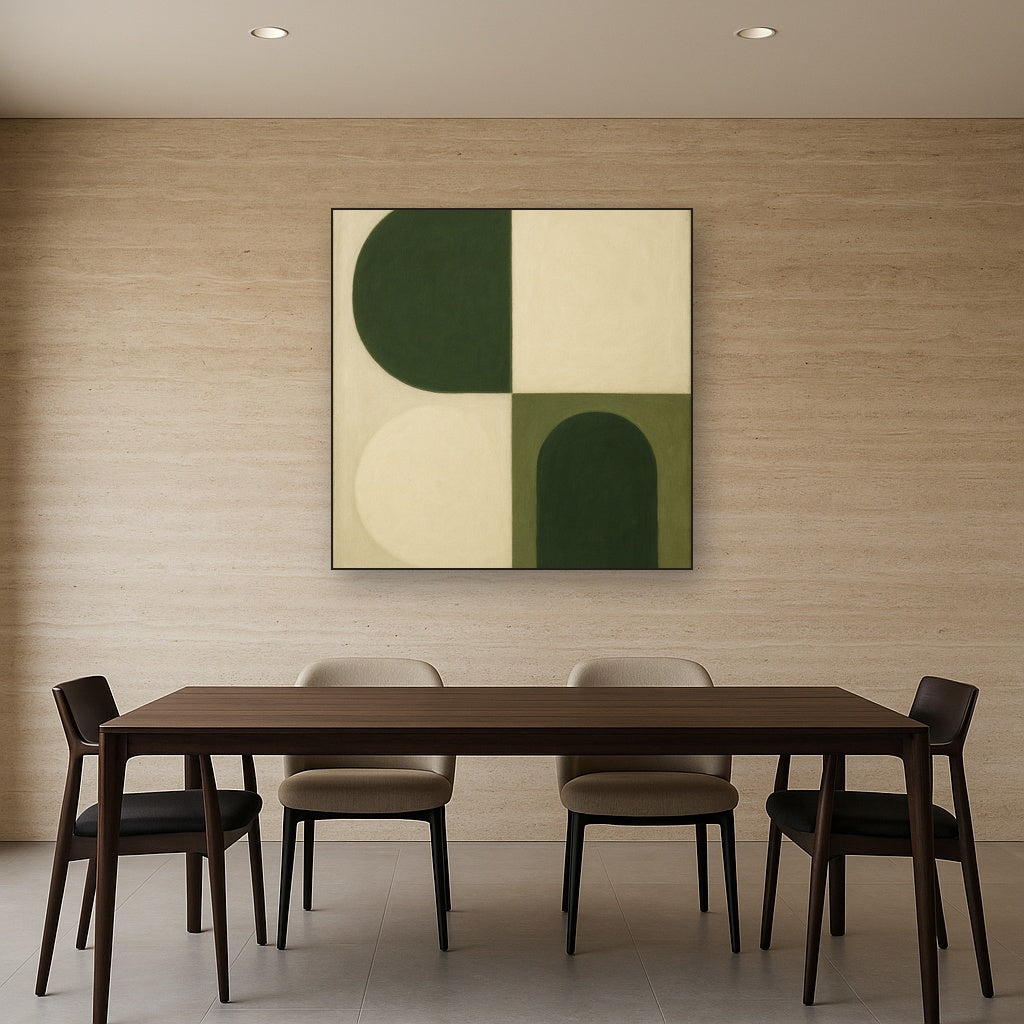 Forest Emerald & Chalk Interlock No. 6 - Modern Fine Art Oil Painting - View 4