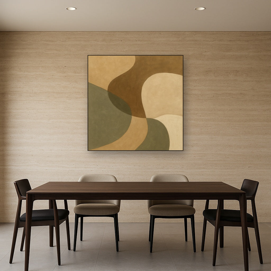 Organic Curved Shapes in Neutral Earth Pigments No. 11 Fine Art Oil Painting - View 4