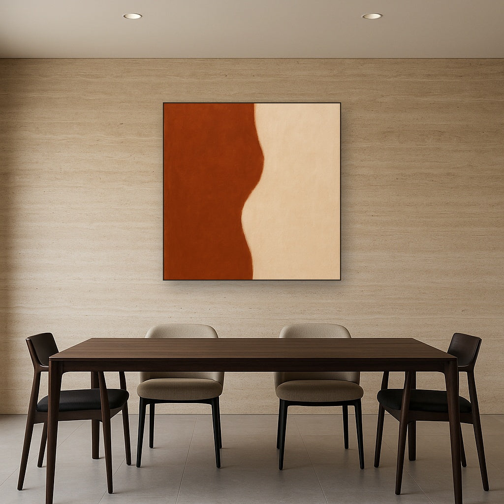 Burnt Umber & Greige Duet No. 7 - Modern Fine Art Oil Painting - View 4
