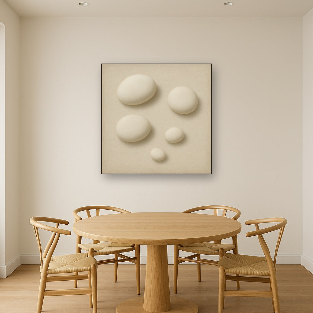 Organic Pebble Relief in White No. 6 - Modern Fine Art Oil Painting - View 4