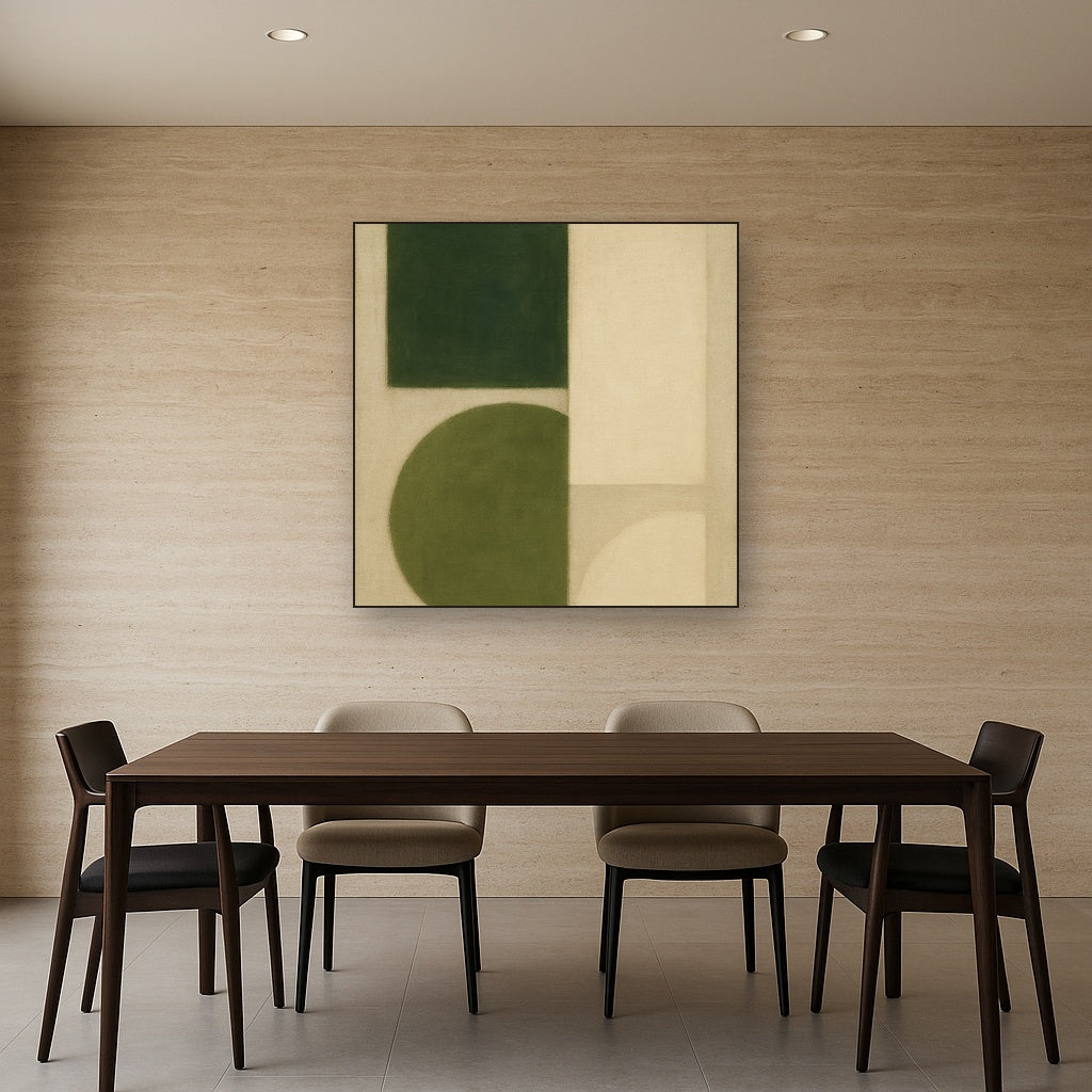 Forest Emerald & Chalk Interlock No. 6 - Modern Fine Art Oil Painting - View 4