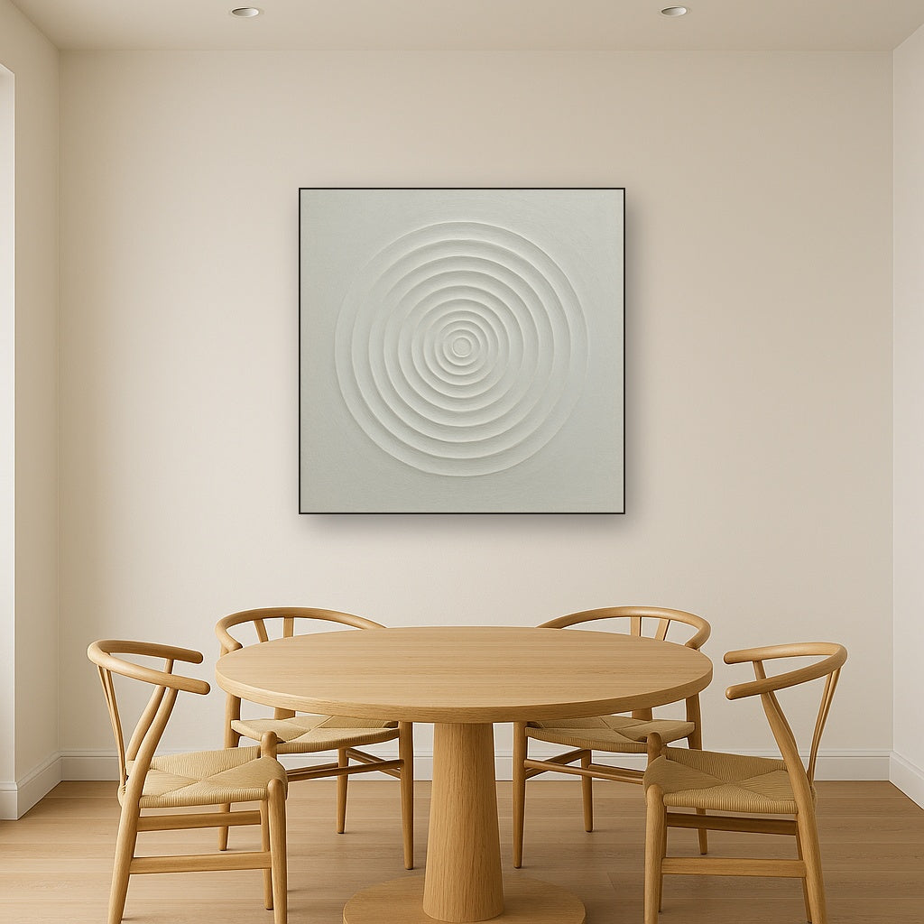 Concentric Zen Circles in Ivory No. 8 - Modern Fine Art Oil Painting - View 4