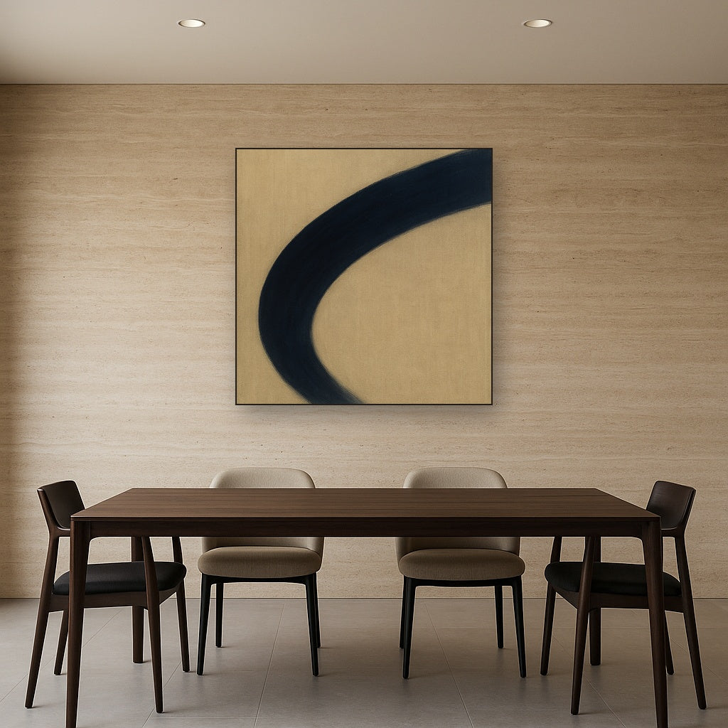 Navy Indigo & Warm Sand Sweep No. 2 - Modern Fine Art Oil Painting - View 4