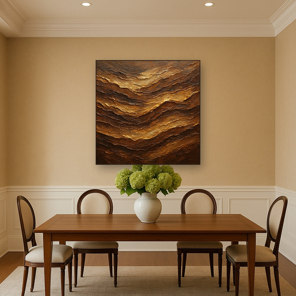Molten Bronze Strata Heavy Impasto Oil Painting - View 4