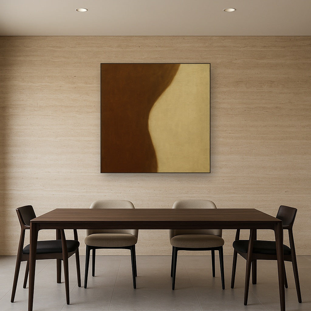 Burnt Umber & Greige Duet No. 7 - Modern Fine Art Oil Painting - View 4