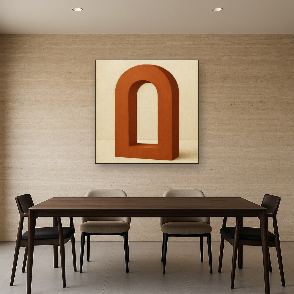 Terracotta Clay & Cream Arch No. 4 - Modern Fine Art Oil Painting - View 4