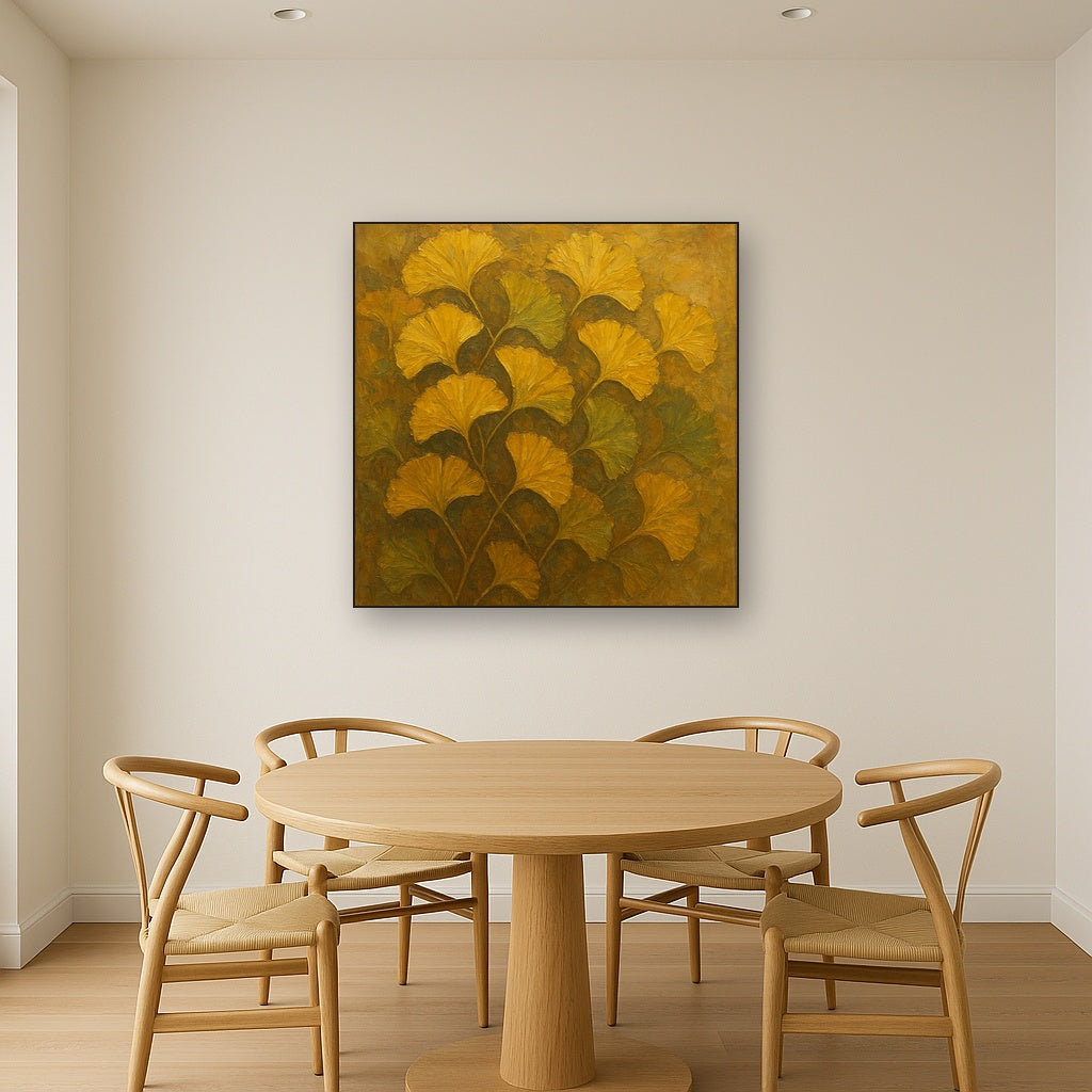 Japanese Ginkgo Leaf Symphony Oil Painting - View 4