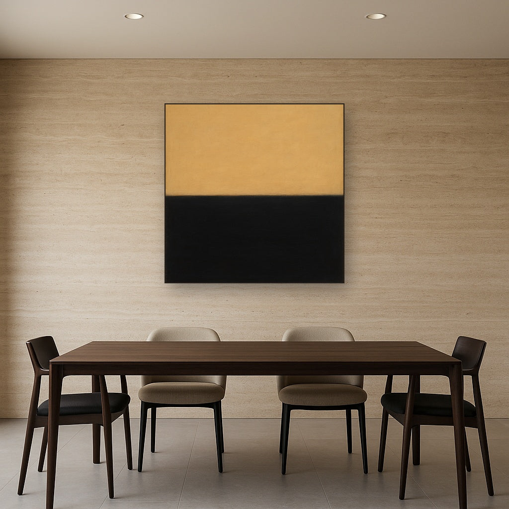 Onyx & Warm Biscuit Horizon No. 9 - Modern Fine Art Oil Painting - View 4