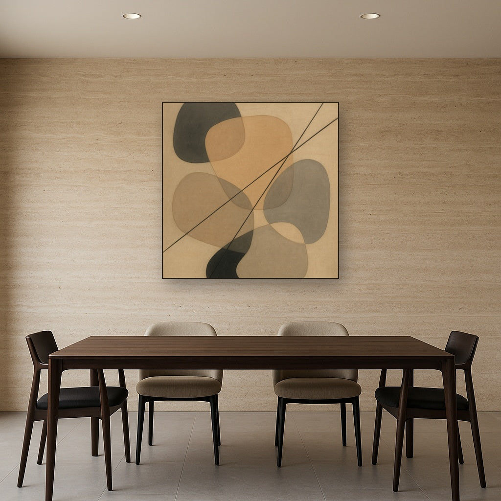 Organic Pebble Contours & Slanted Lines No. 16 Oil Painting - View 4