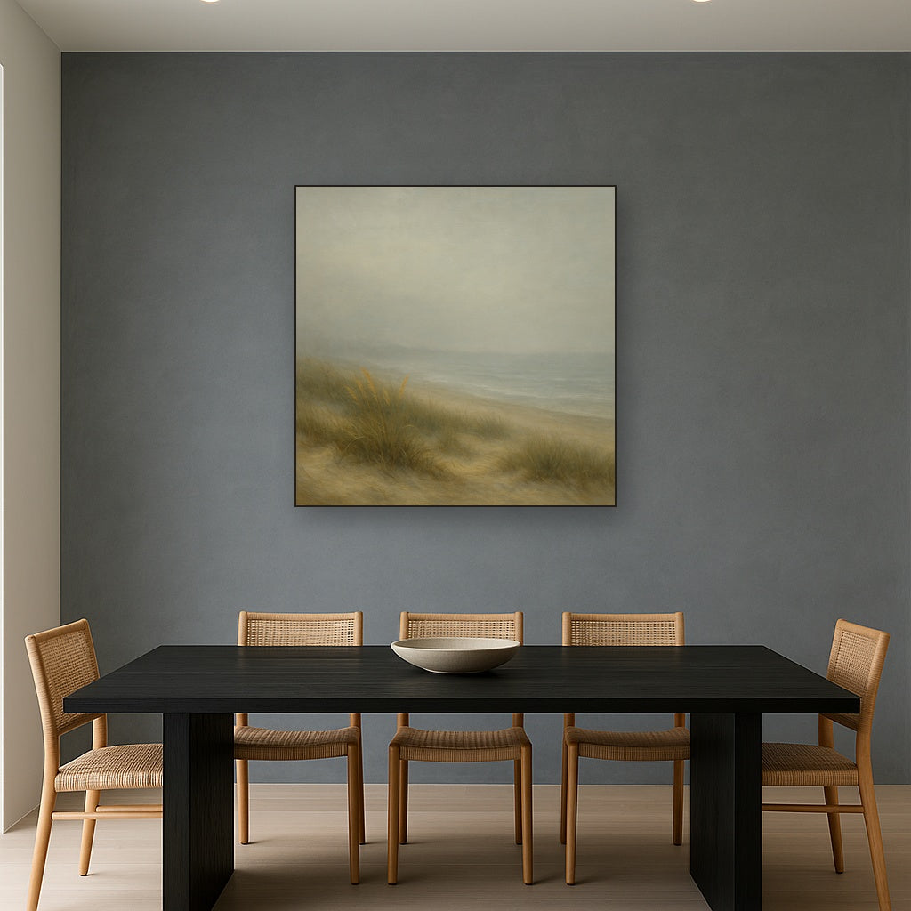 Ethereal Coastal Sea Fog over Silent Dunes No. 3 Fine Art Oil Painting - View 4