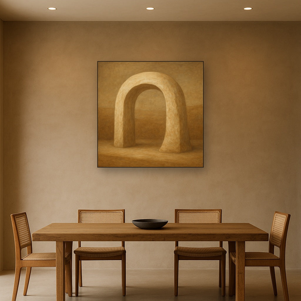Travertine Stone Arch & Earth Tones No. 17 Oil Painting - View 4