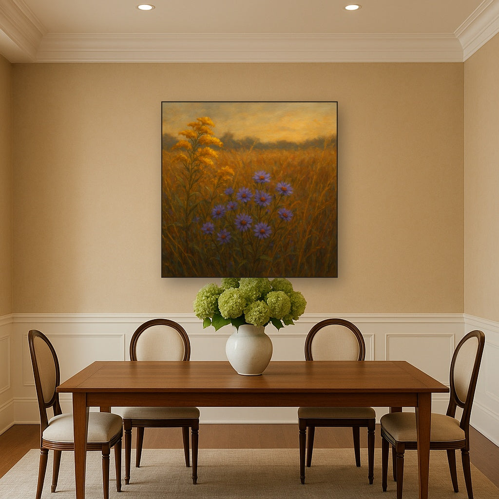 Goldenrod & Autumn Asters in Rustic Meadow No. 3 Fine Art Oil Painting - View 4