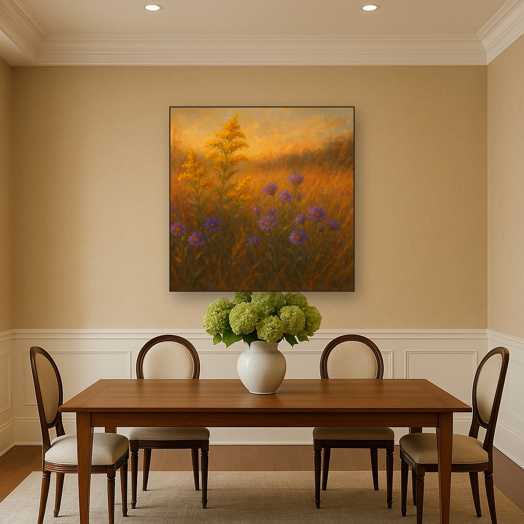 Goldenrod & Autumn Asters in Rustic Meadow No. 2 Fine Art Oil Painting - View 4