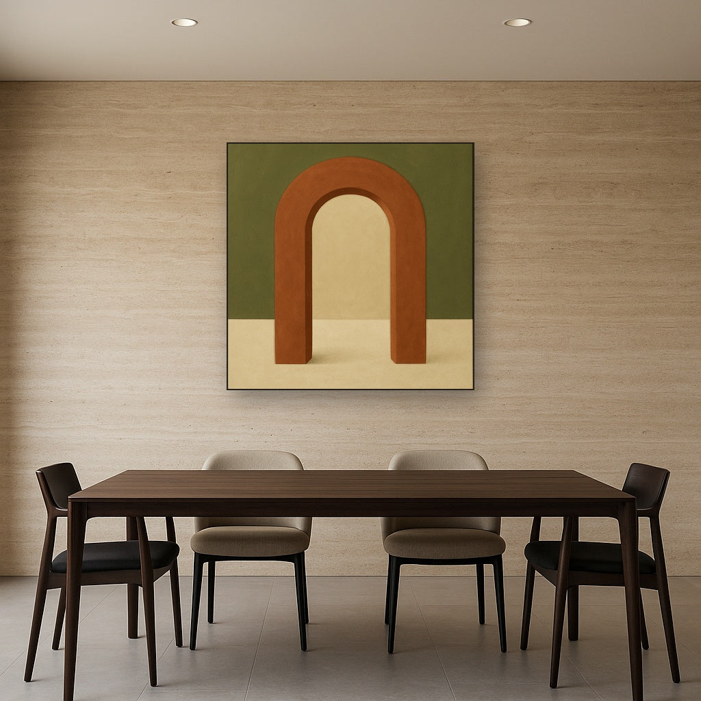 Terracotta Clay & Cream Arch No. 4 - Modern Fine Art Oil Painting - View 4