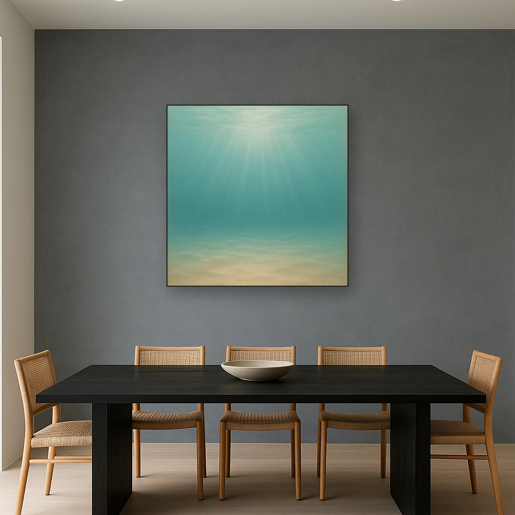 Minimalist Aquamarine Reef Void No. 10 - Modern Fine Art Oil Painting - View 4