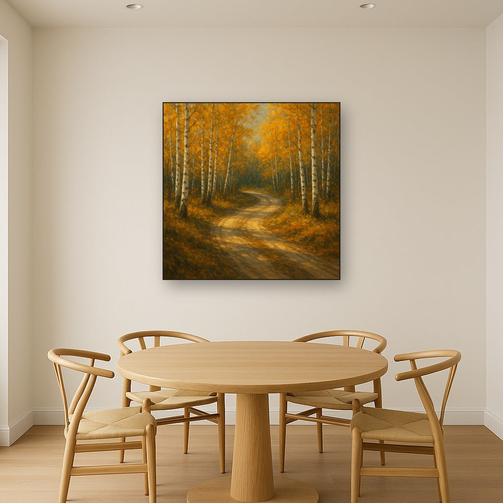 Winding Country Dirt Road through Birch Glade No. 9 Fine Art Oil Painting - View 4