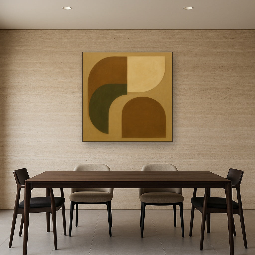 Minimalist Asymmetrical Balance in Raw Umber No. 8 Oil Painting - View 4
