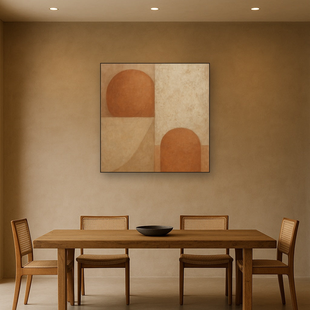 Earthy Terracotta & Weathered Plaster Wash No. 29 Oil Painting - View 4