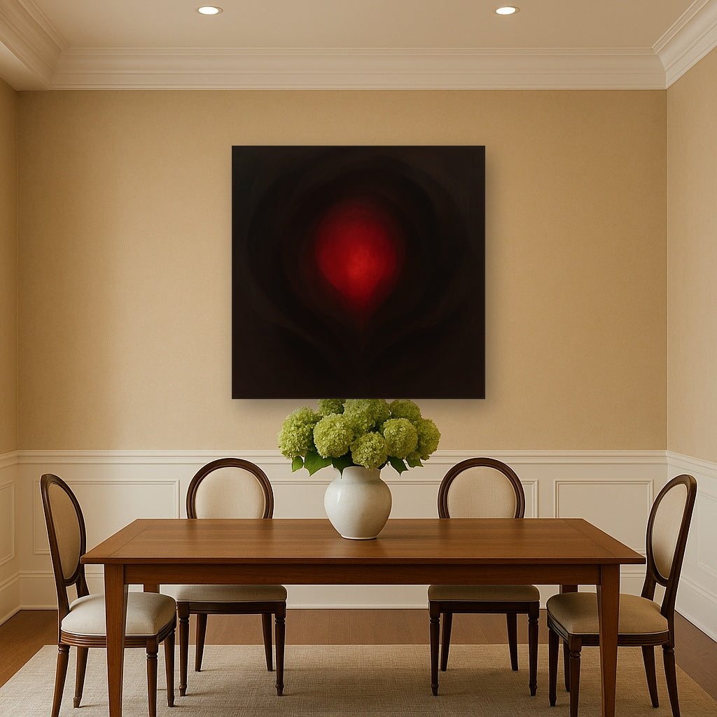 Smoky Ruby & Warm Obsidian Veils No. 17 Oil Painting - View 4