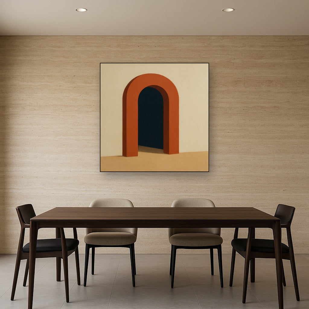 Terracotta Clay & Cream Arch No. 4 - Modern Fine Art Oil Painting - View 4
