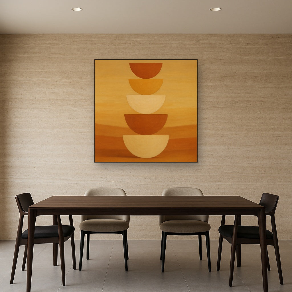 Stacked Semicircle Totem in Desert Warmth No. 10 Fine Art Oil Painting - View 4