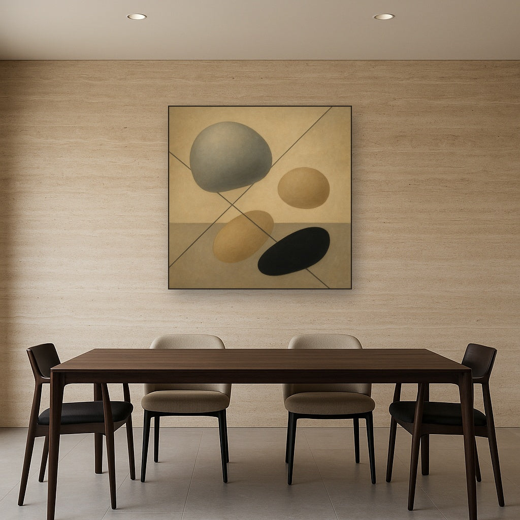 Organic Pebble Contours & Slanted Lines No. 3 Oil Painting - View 4