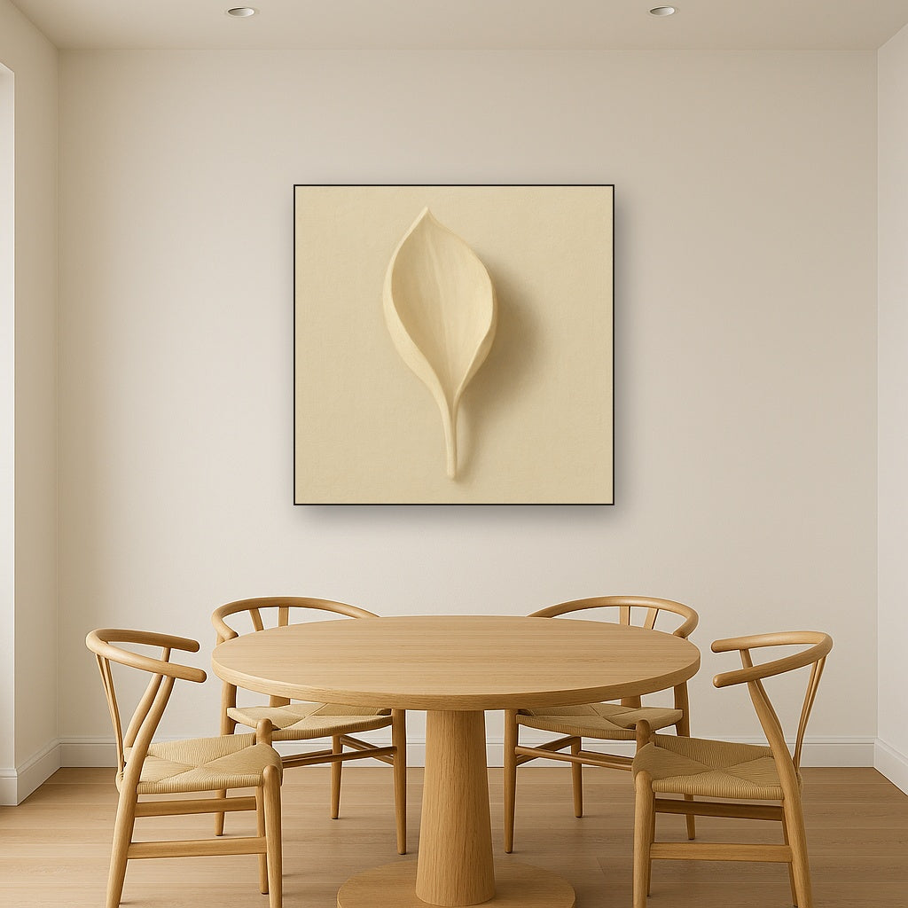 Sculpted Ivory Floral Contour No. 1 - Modern Fine Art Oil Painting - View 4