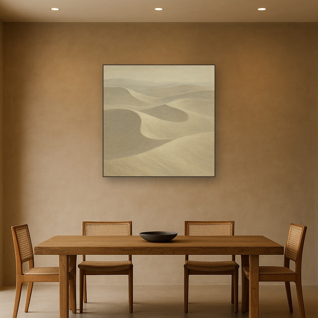 Monochrome Sand Dune Contours & Pale Slate No. 3 Oil Painting - View 4