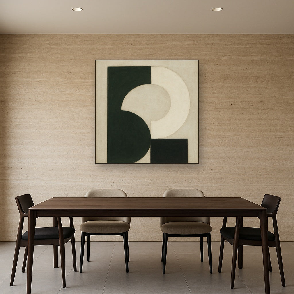 Forest Emerald & Chalk Interlock No. 6 - Modern Fine Art Oil Painting - View 4