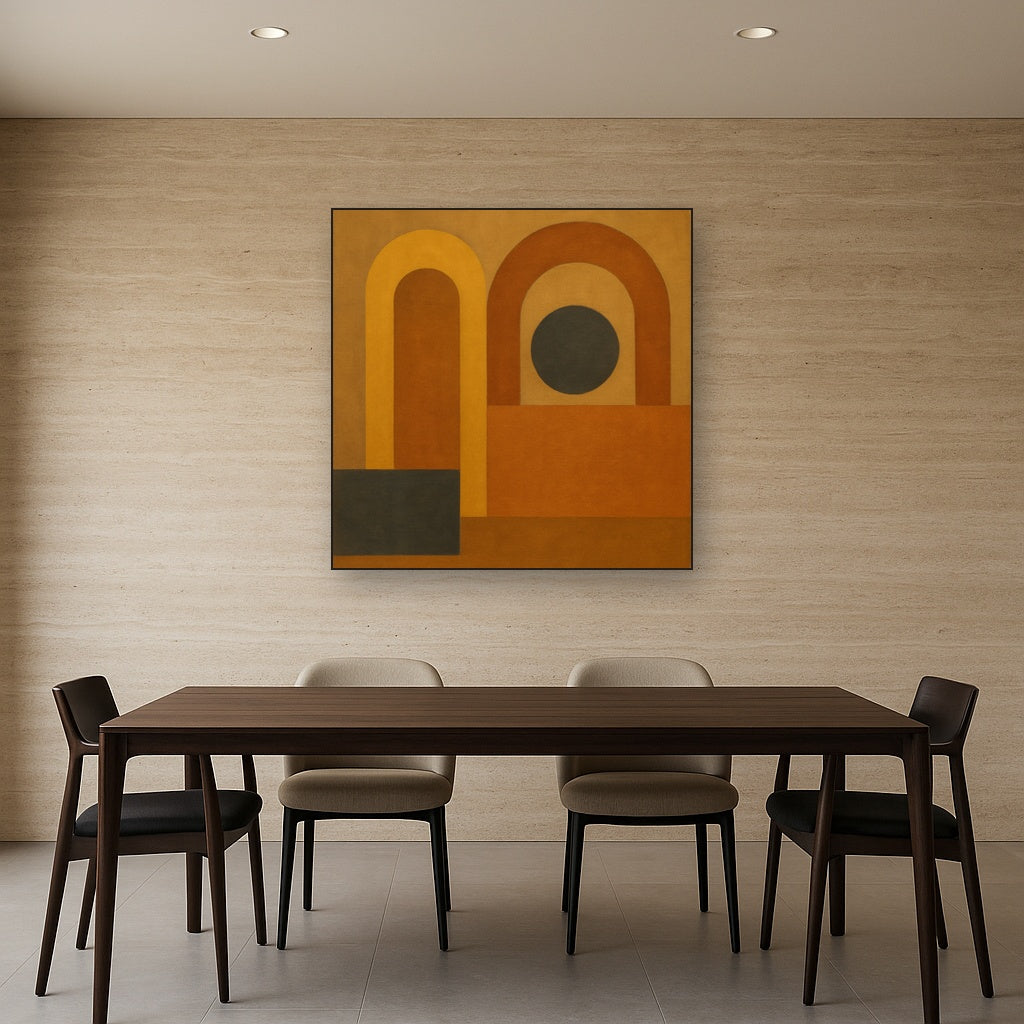 Arch & Circle Equilibrium in Warm Earth Tones Oil Painting - View 4