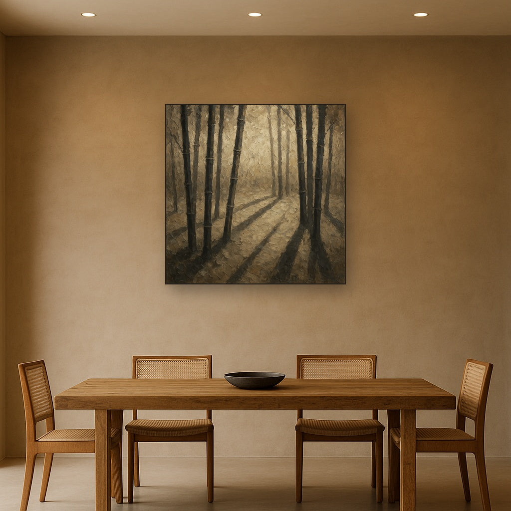 Zen Bamboo Forest Shadow Oil Painting - View 4