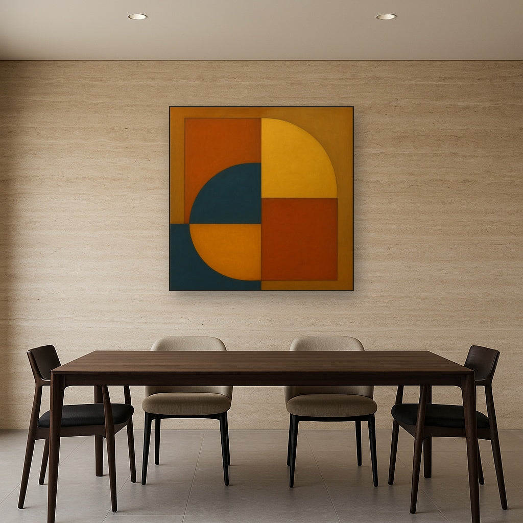 Bauhaus Quadrant Harmony in Primary Earth Tones No. 12 Oil Painting - View 4