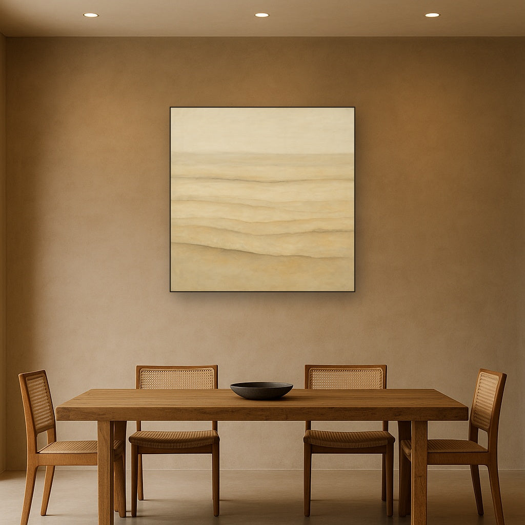Raw Limestone Horizon & Washed Linen No. 15 Oil Painting - View 4