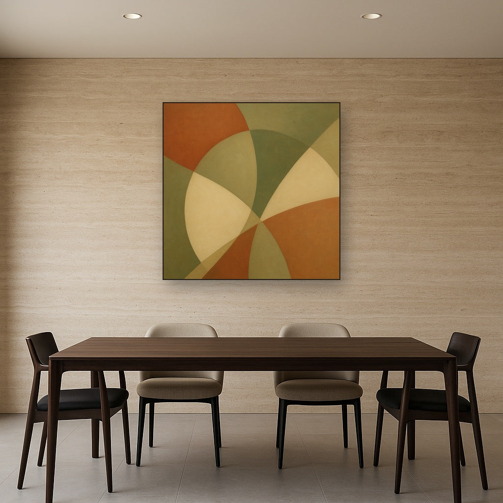 Intersecting Curved Forms in Olive & Rust No. 13 Oil Painting - View 4