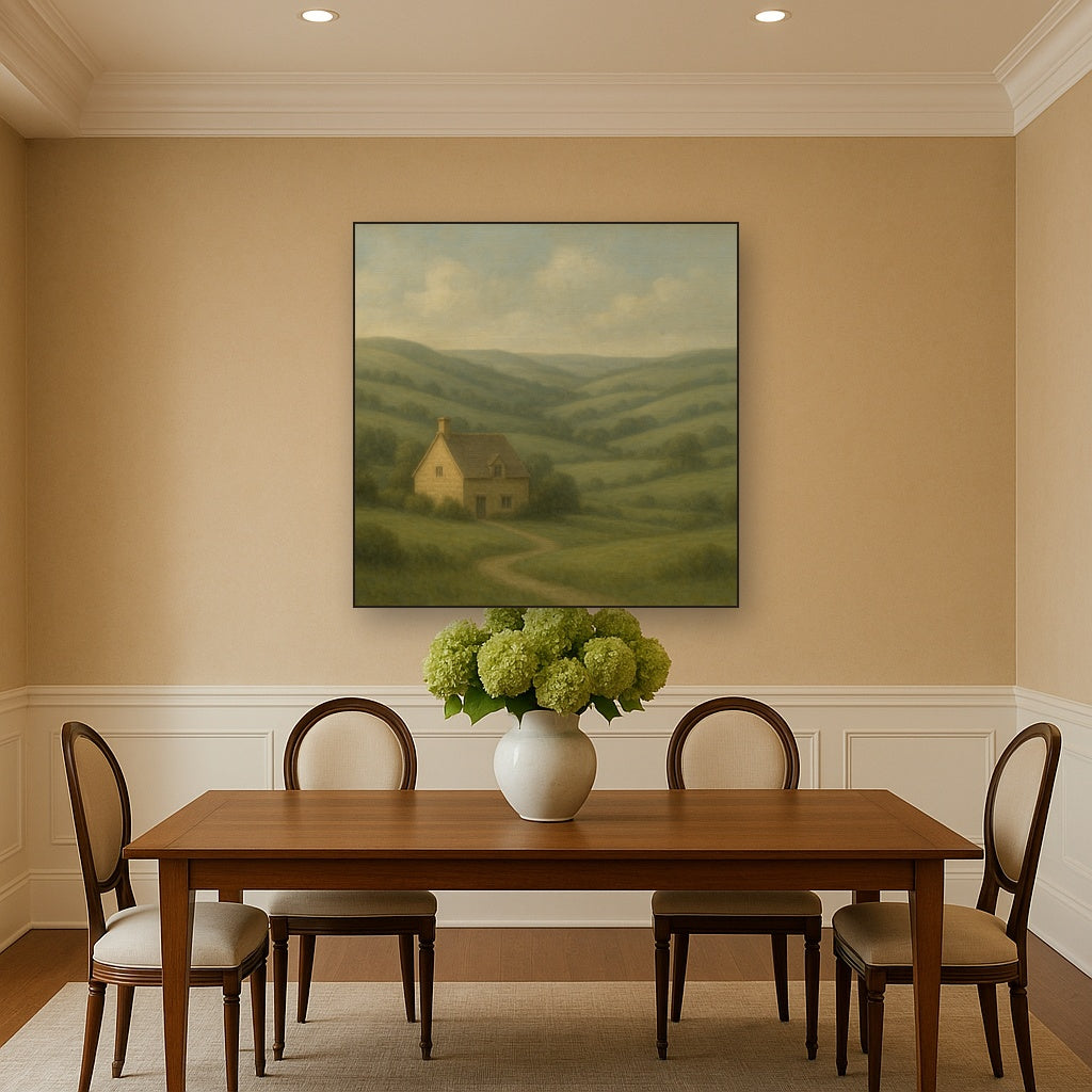 Rolling Cotswold Hills & Stone Cottage No. 10 Oil Painting - View 4