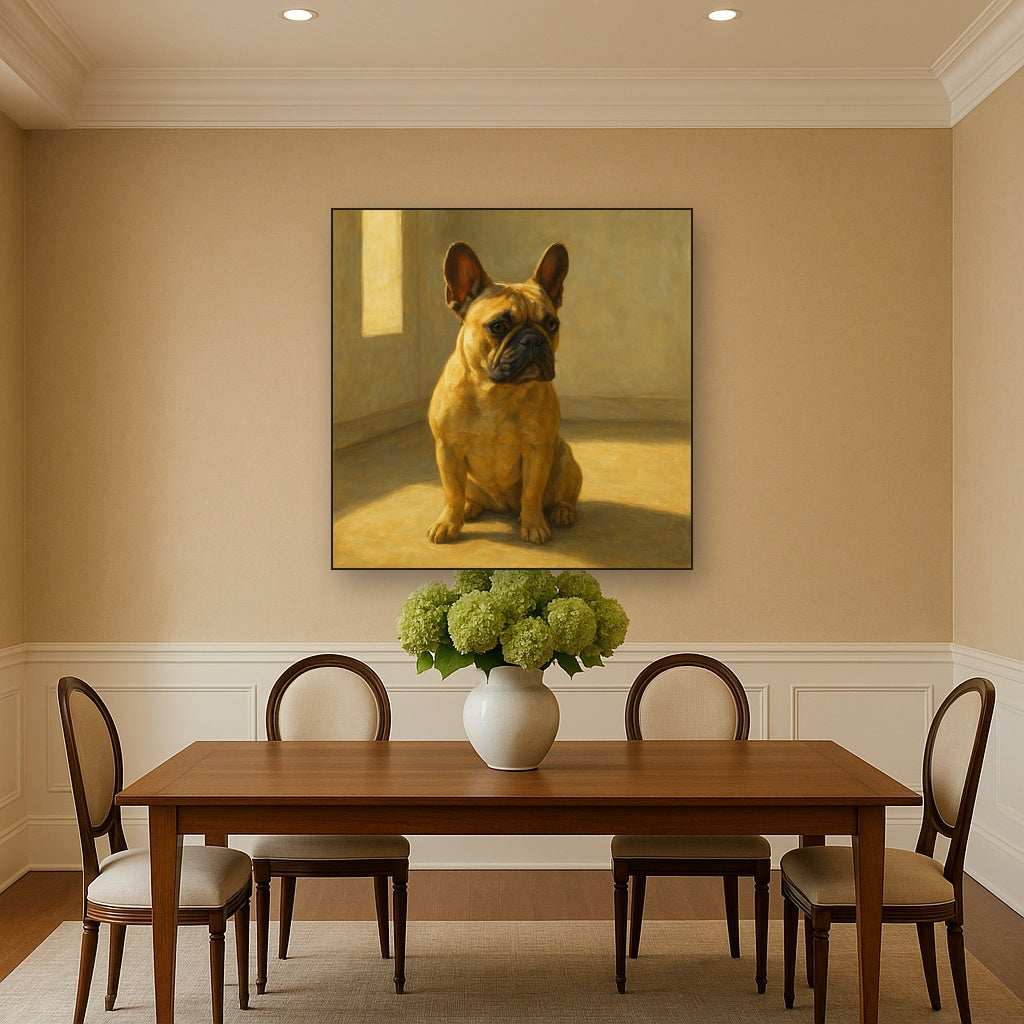 French Bulldog in Sunlit Minimalist Studio No. 10 Fine Art Oil Painting - View 4